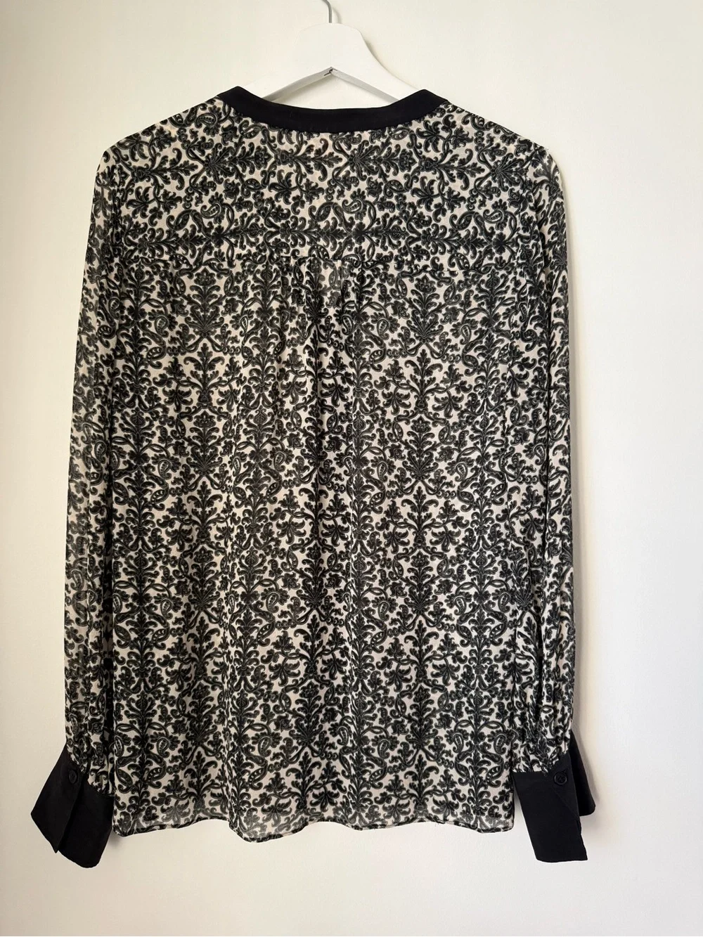 Tory Burch Melissa Paisley Tunic Blouse Black Cream 8
